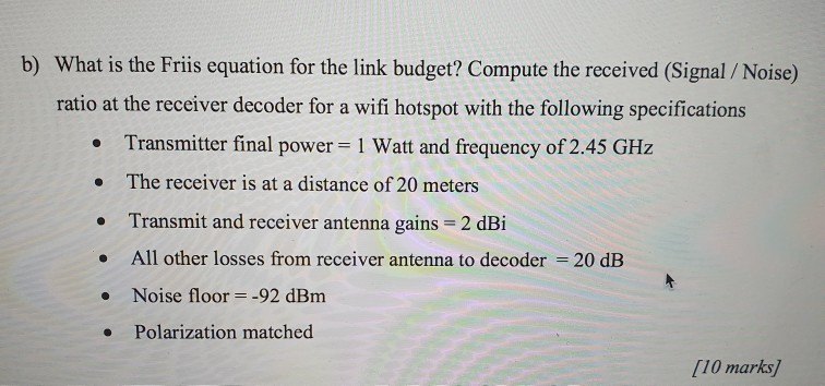 solved-b-what-is-the-friis-equation-for-the-link-budget-chegg