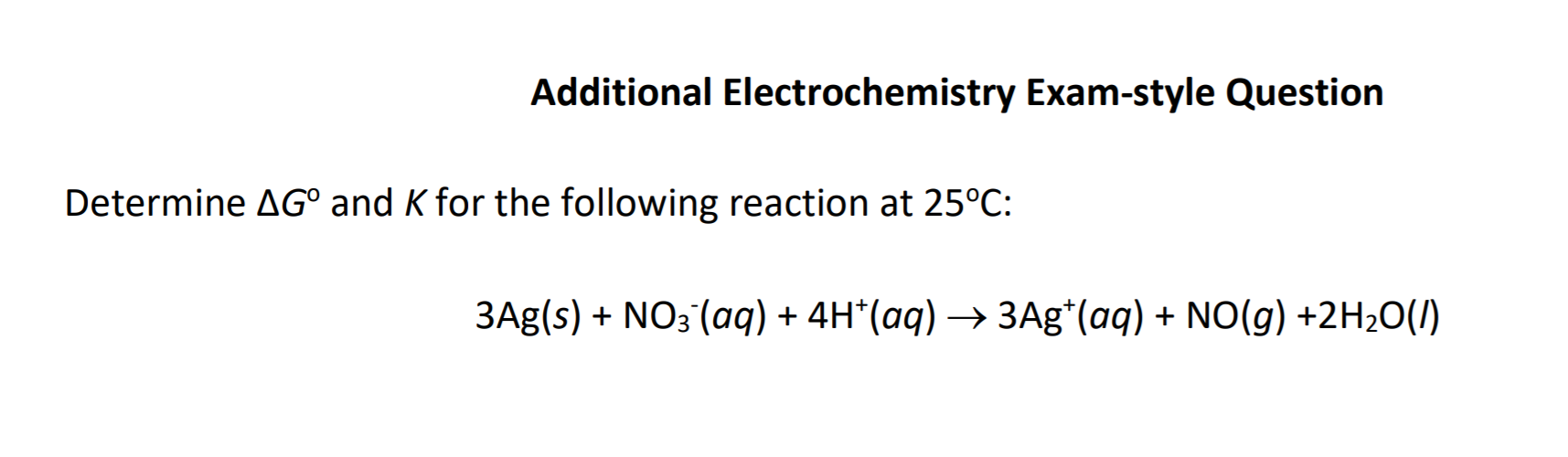 Solved Additional Electrochemistry Examstyle Question