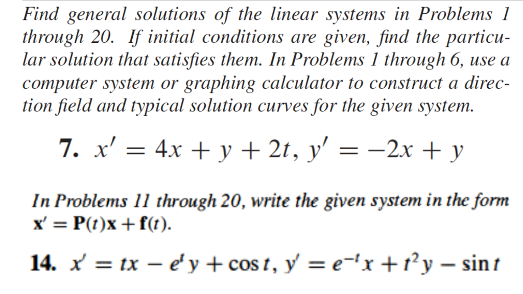 Solved Find General Solutions Of The Linear Systems In | Chegg.com