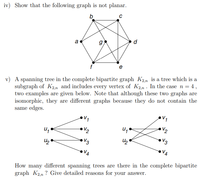 Solved Iv) Show That The Following Graph Is Not Planar. B с | Chegg.com