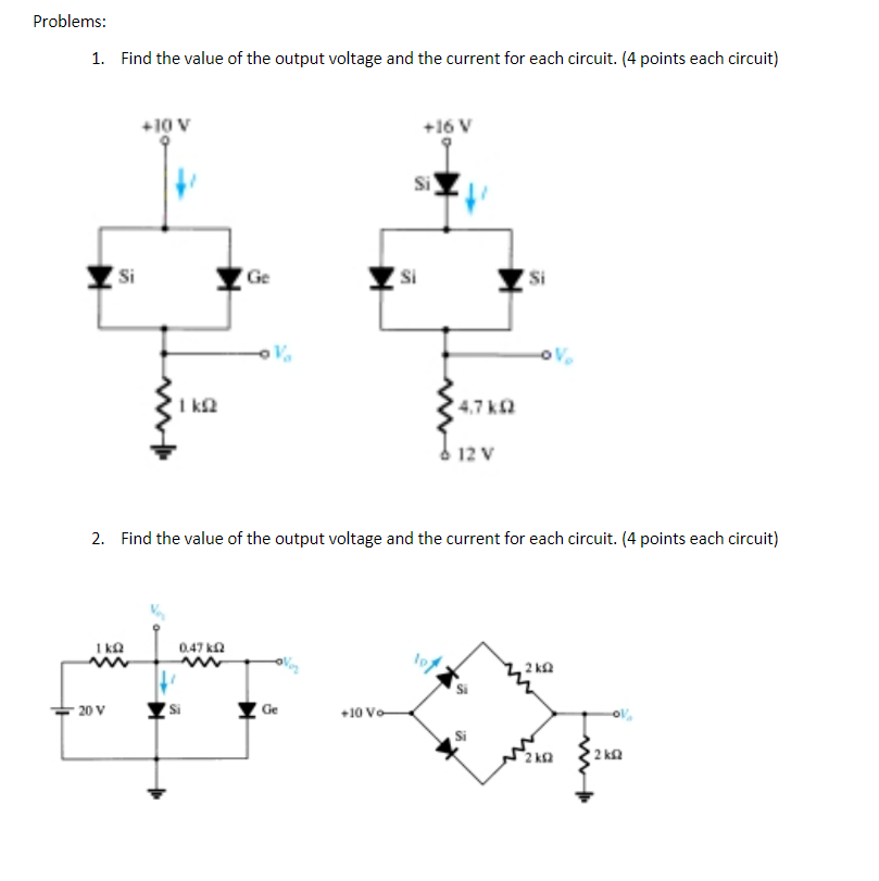 Solved 1. Find the value of the output voltage and the | Chegg.com