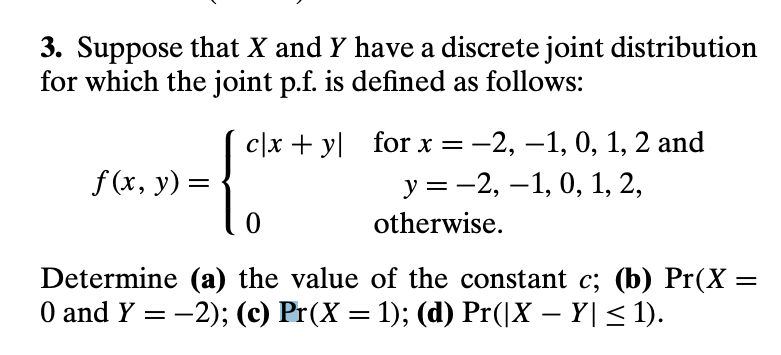 Solved 3. Suppose that X and Y have a discrete joint | Chegg.com