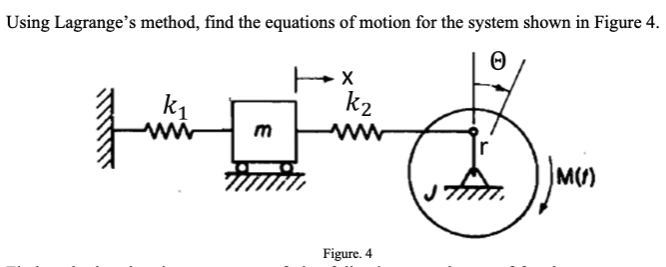 Solved Using Lagrange's method, find the equations of motion | Chegg.com