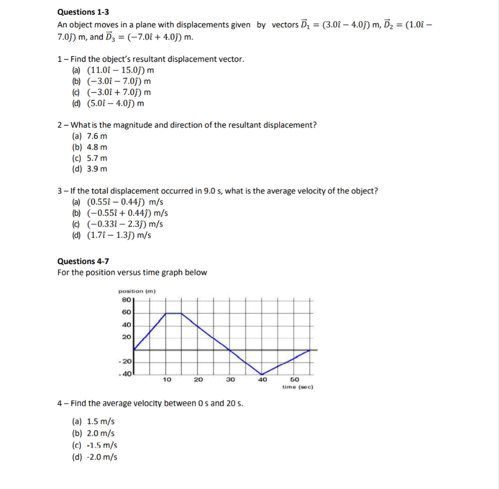 Solved Questions 1 3 An Object Moves In A Plane With Disp Chegg Com