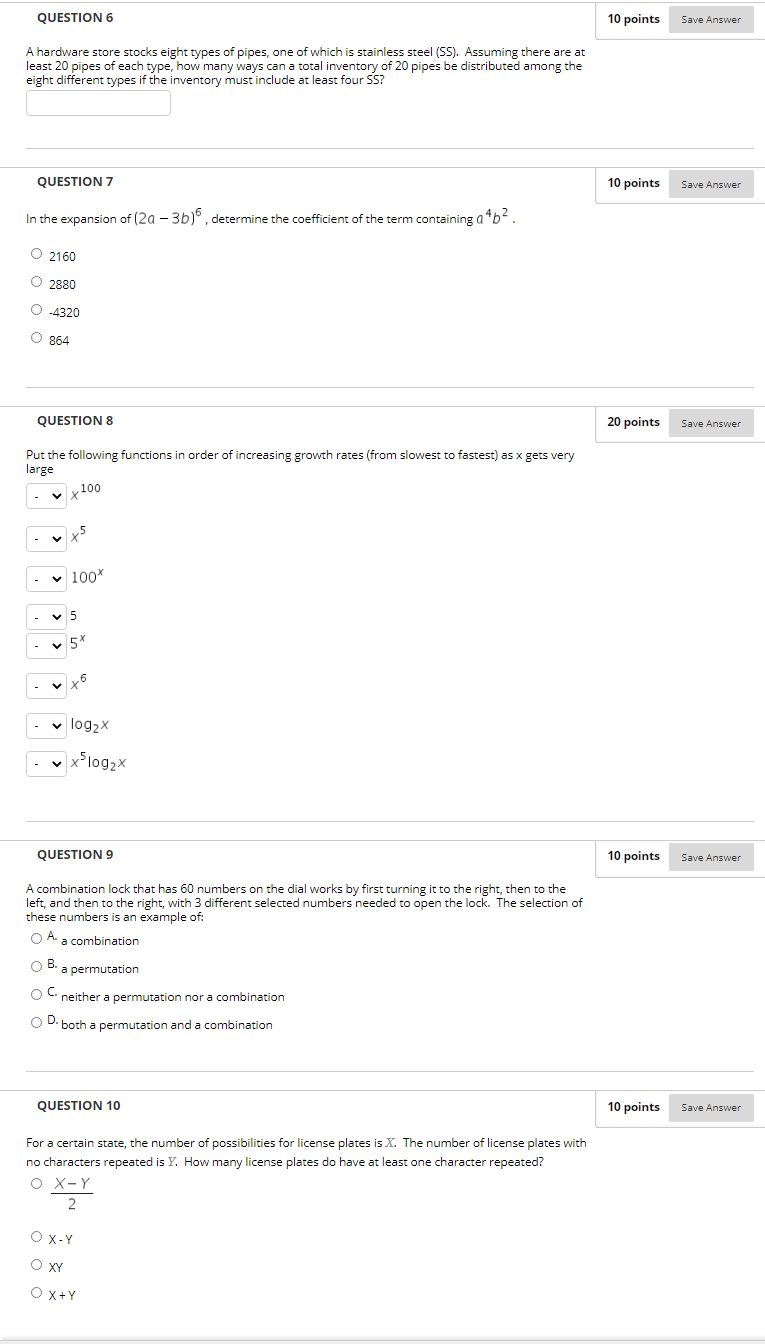 Solved QUESTION 6 10 points Save Answer A hardware store | Chegg.com