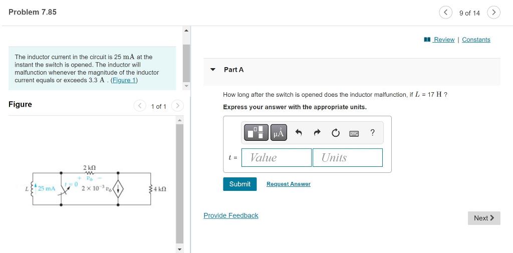 Solved Problem 7.85 The inductor current in the circuit is