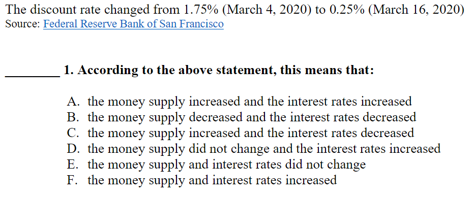 Solved The discount rate changed from 1.75% (March 4, 2020) | Chegg.com