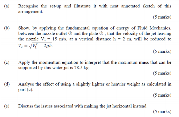 Question 2 A 7 Cm Diameter Vertical Water Jet Is Chegg 