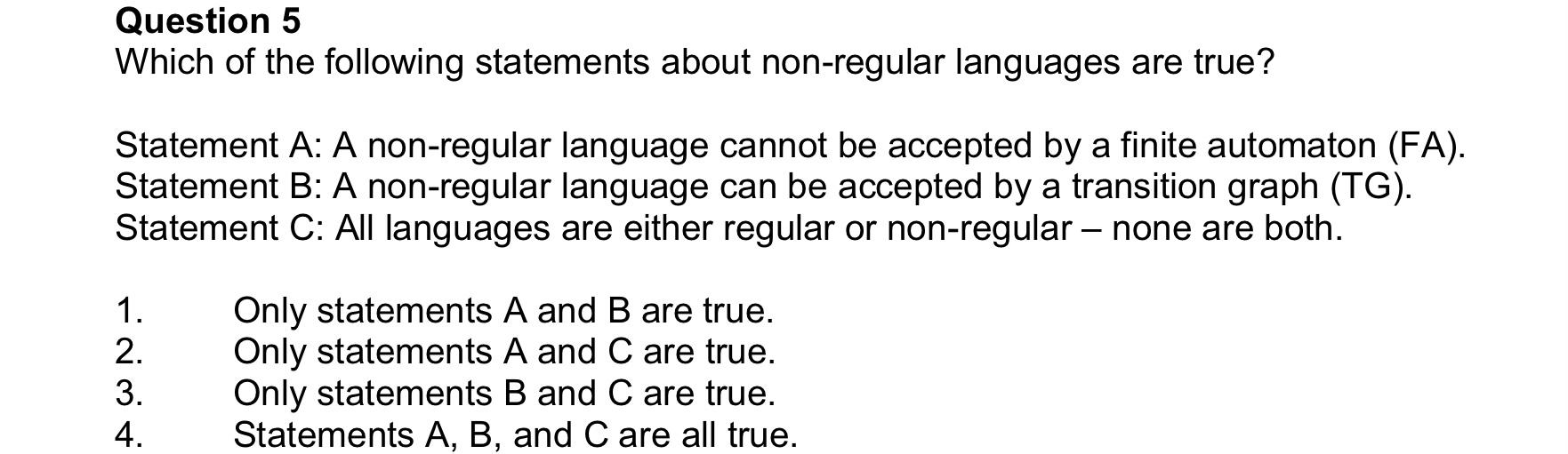 Solved Question 5 Which Of The Following Statements About | Chegg.com