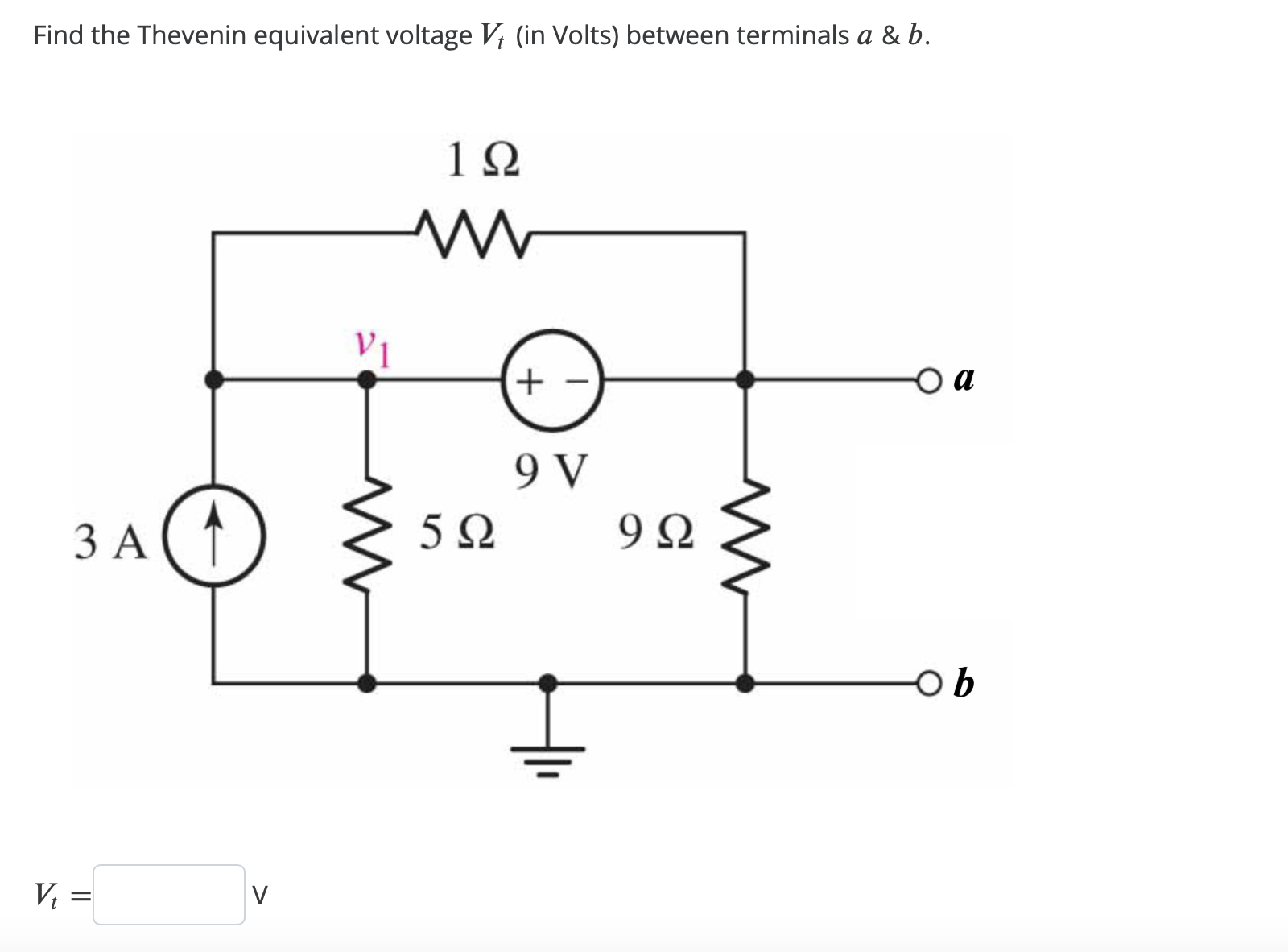 Solved Find the Thevenin equivalent voltage Vt (in Volts) | Chegg.com