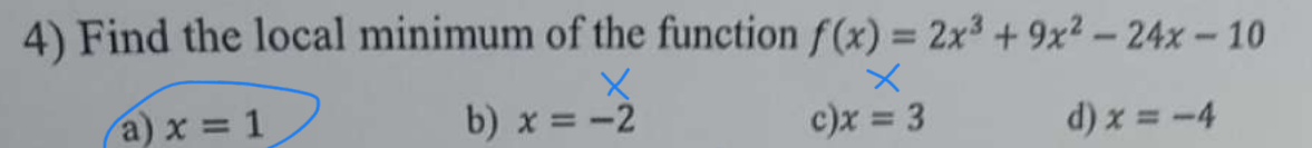 find the local minimum value of the function f(x)=x^2