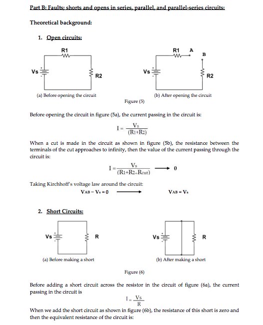 Part B: Faults; Shorts And Opens In Series, Parallel, | Chegg.com