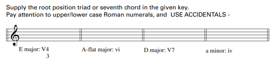 Supply the root position triad or seventh chord in | Chegg.com