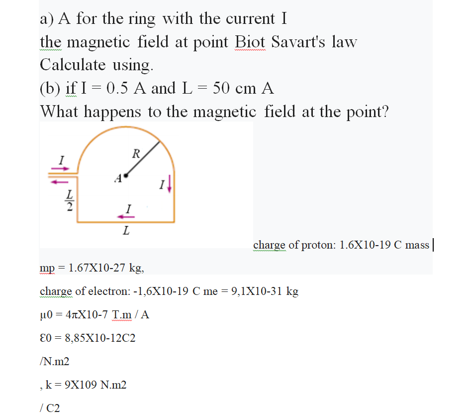 Solved a) A for the ring with the current I the magnetic | Chegg.com