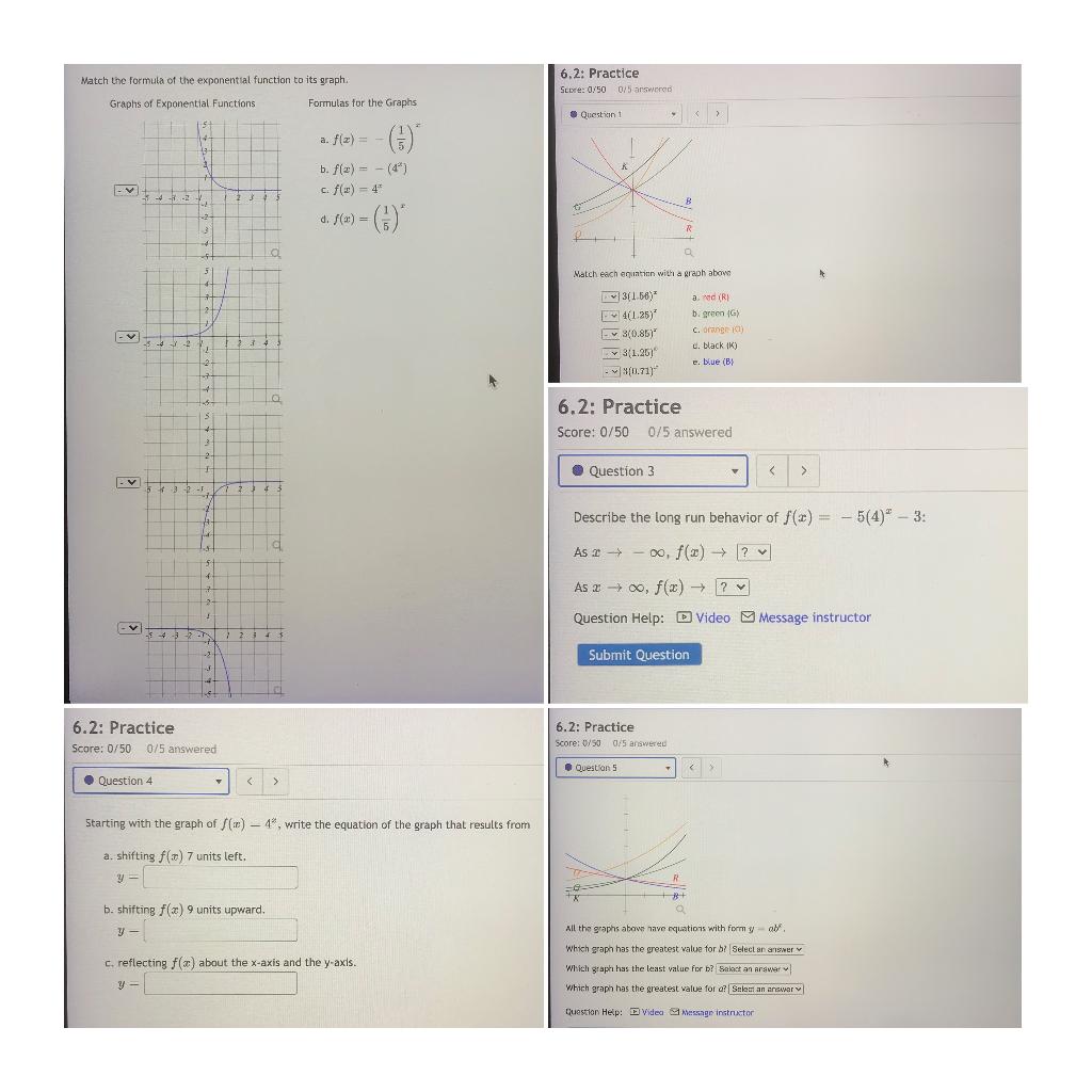 Solved Match the formula of the exponential function to its | Chegg.com