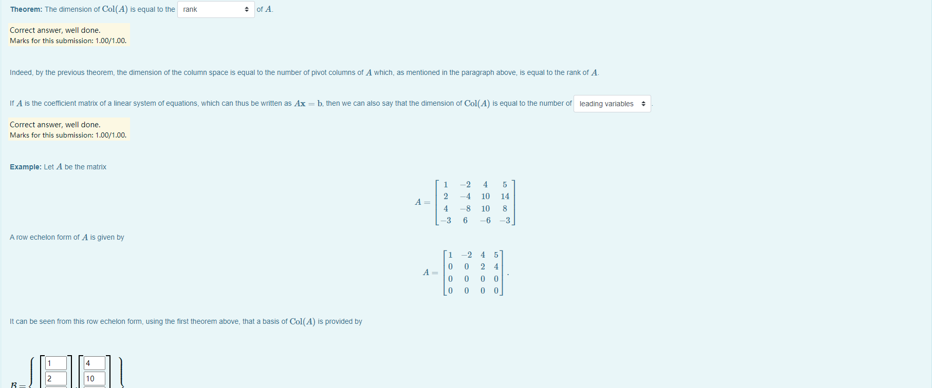 Solved How to Find a Basis for the Column Space and Row Chegg