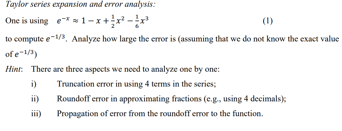 Solved SolvingT aylor series expansion and error | Chegg.com