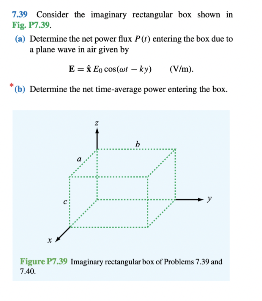 Solved 7.39 Consider the imaginary rectangular box shown in | Chegg.com