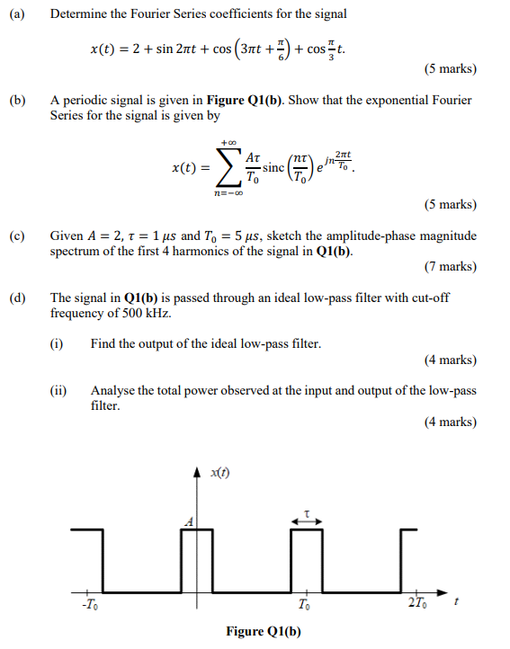 Solved (a) Determine the Fourier Series coefficients for the