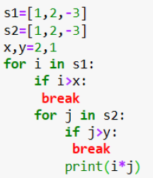 Solved s1=[1,2,−3] s2=[1,2,−3] x,y=2,1 for i in s1: if i>x: | Chegg.com