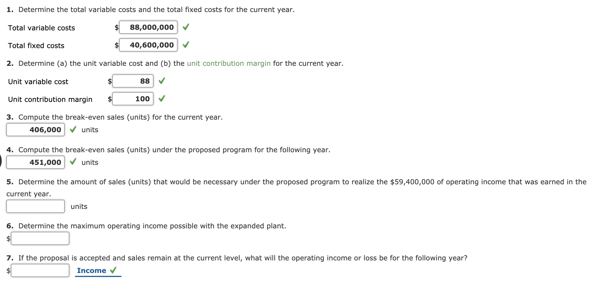 Solved Break-Even Sales Under Present And Proposed | Chegg.com