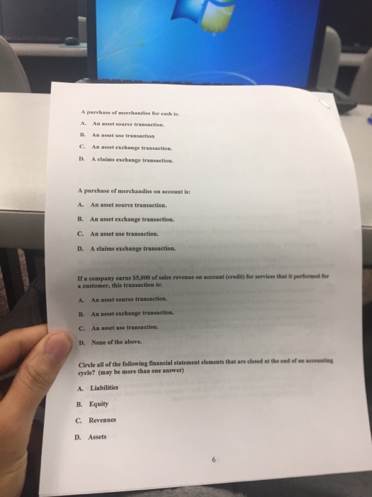 Solved A purchase of merchandise for each is An asset