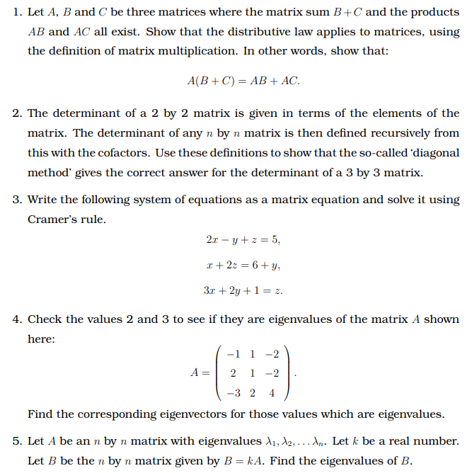 Solved 1 Let A B And C Be Three Matrices Where The Matrix