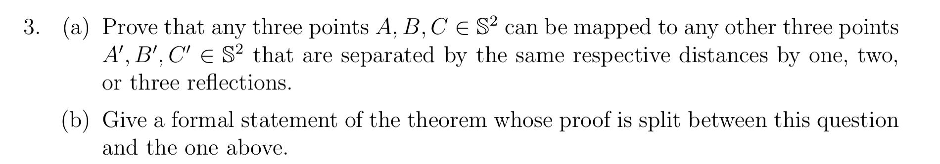 Solved 2 7 3. (a) Prove that any three points A, B, C ESP | Chegg.com