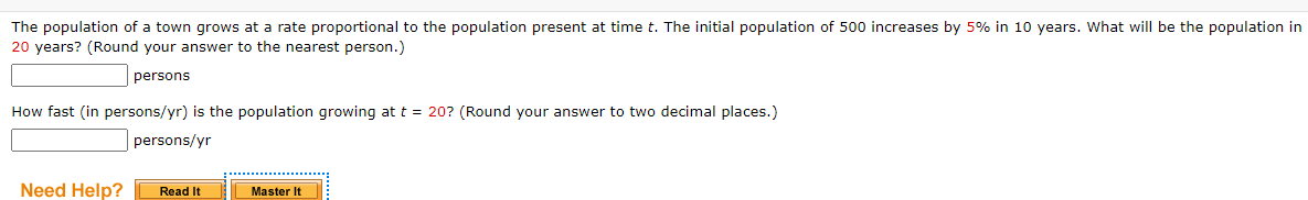 Solved The Population Of A Town Grows At A Rate Proportional | Chegg.com