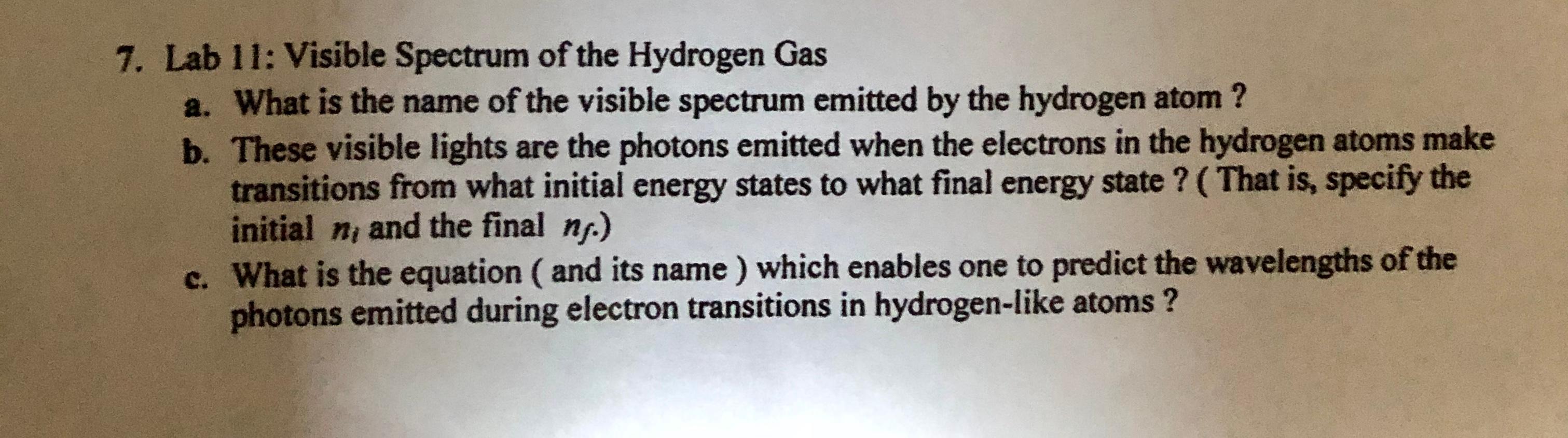 which range of hydrogen spectrum falls in the visible part