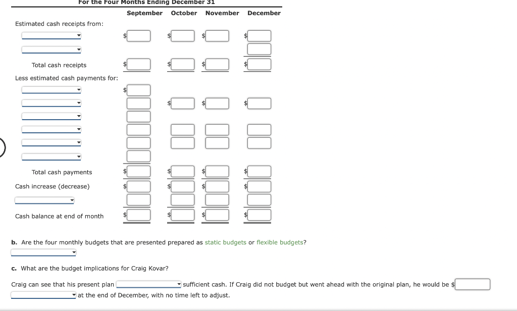 Solved B. Are The Four Monthly Budgets That Are Presented | Chegg.com