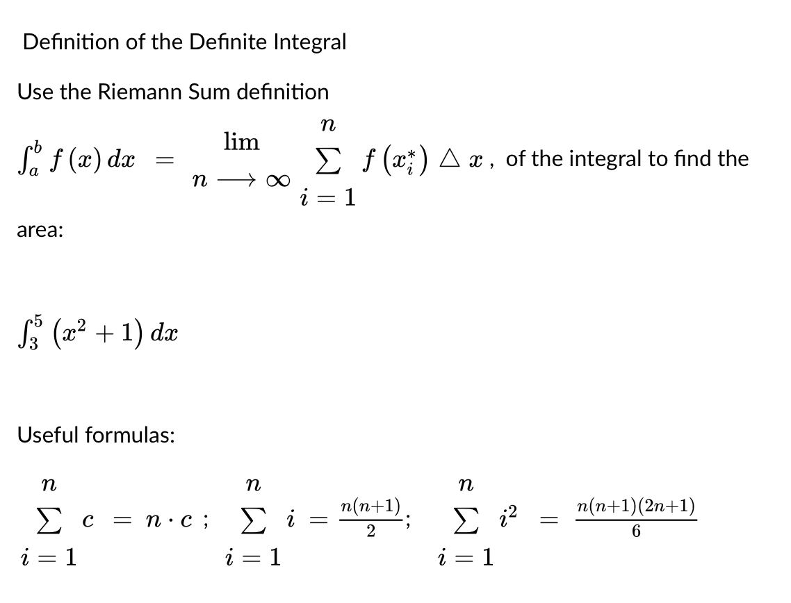 Solved Definition of the Definite Integral Use the Riemann | Chegg.com