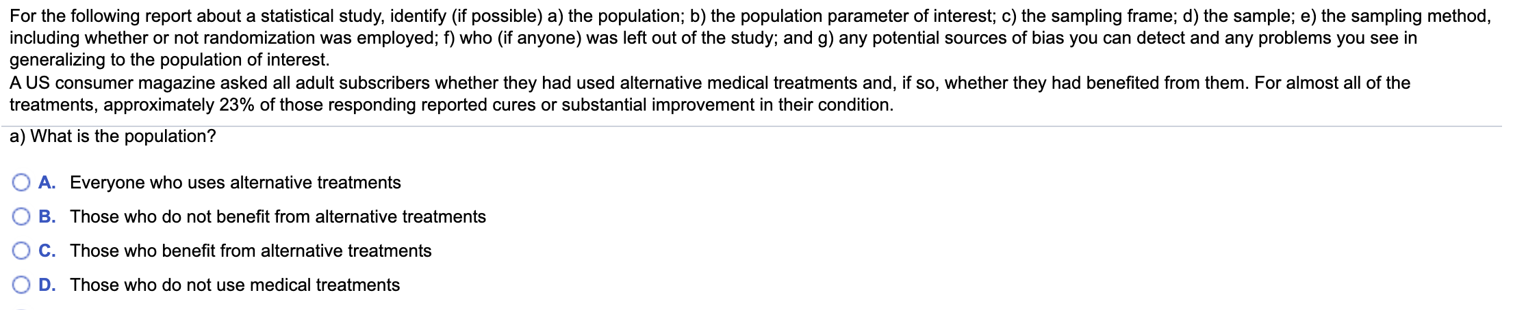 Solved For the following report about a statistical study, | Chegg.com