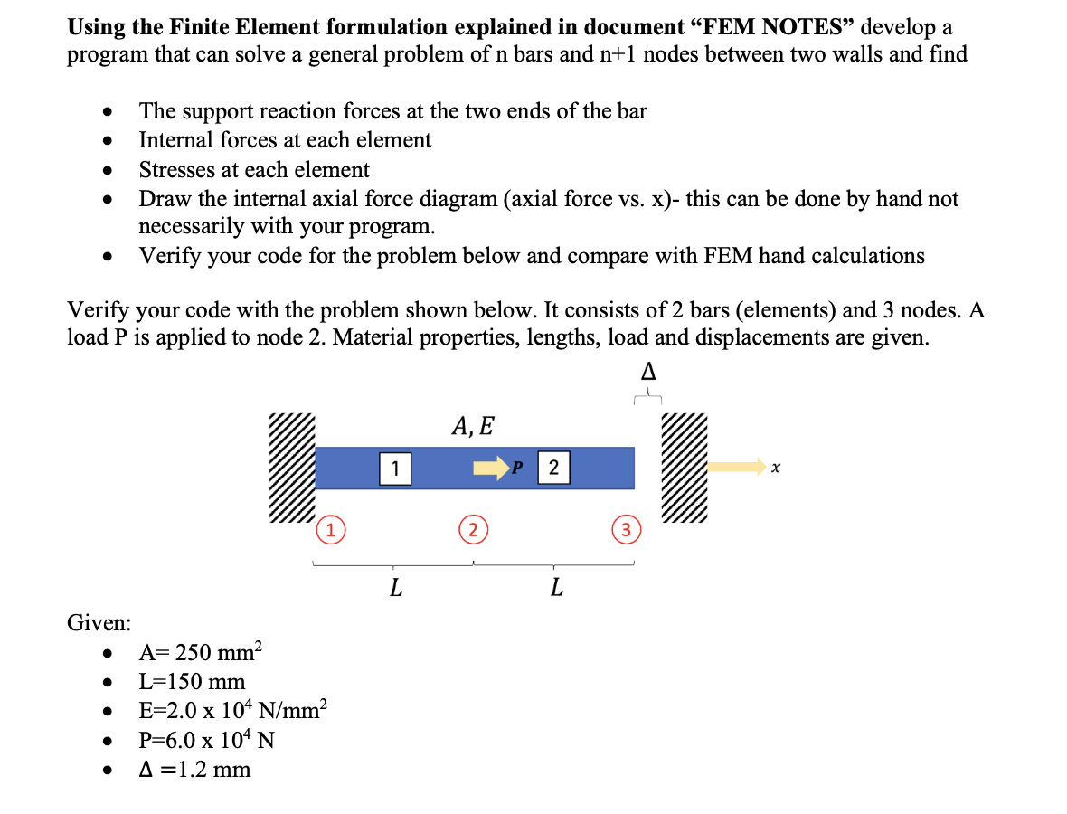 Solved Using the Finite Element formulation explained in | Chegg.com
