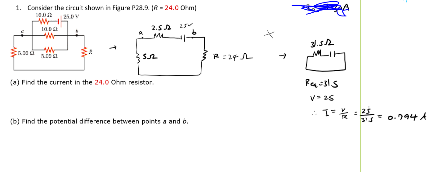 Solved for the circuit I drew, I combined resistors as shown | Chegg.com