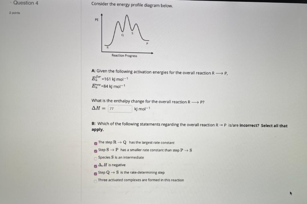 Solved Question 4 Consider The Energy Profile Diagram Below. | Chegg.com