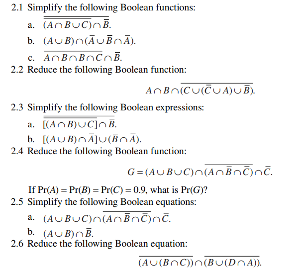 2.1 Simplify The Following Boolean Functions: A. | Chegg.com