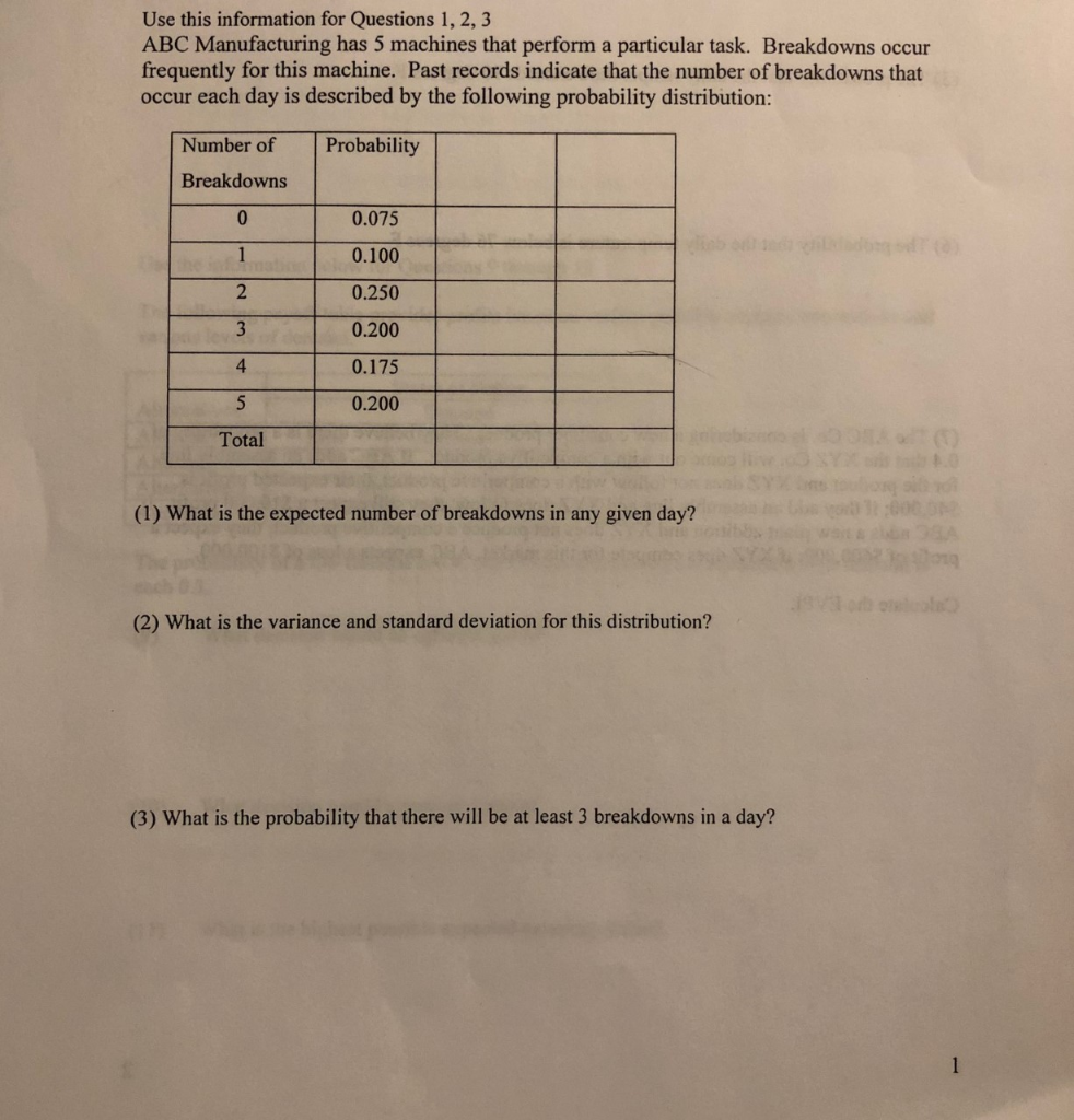 Solved Use this information for Questions 1, 2,3 ABC | Chegg.com