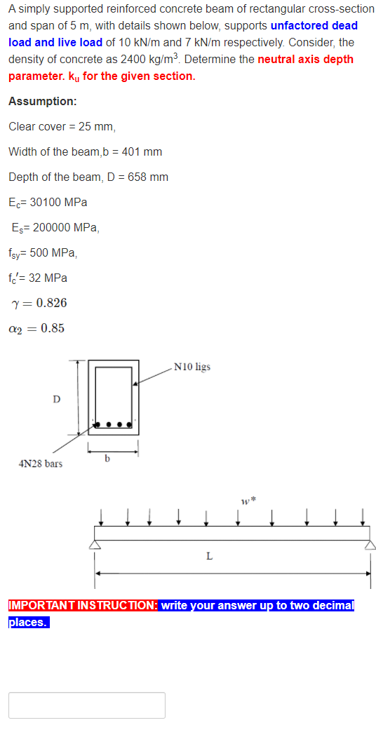 Solved A Simply Supported Reinforced Concrete Beam Of | Chegg.com