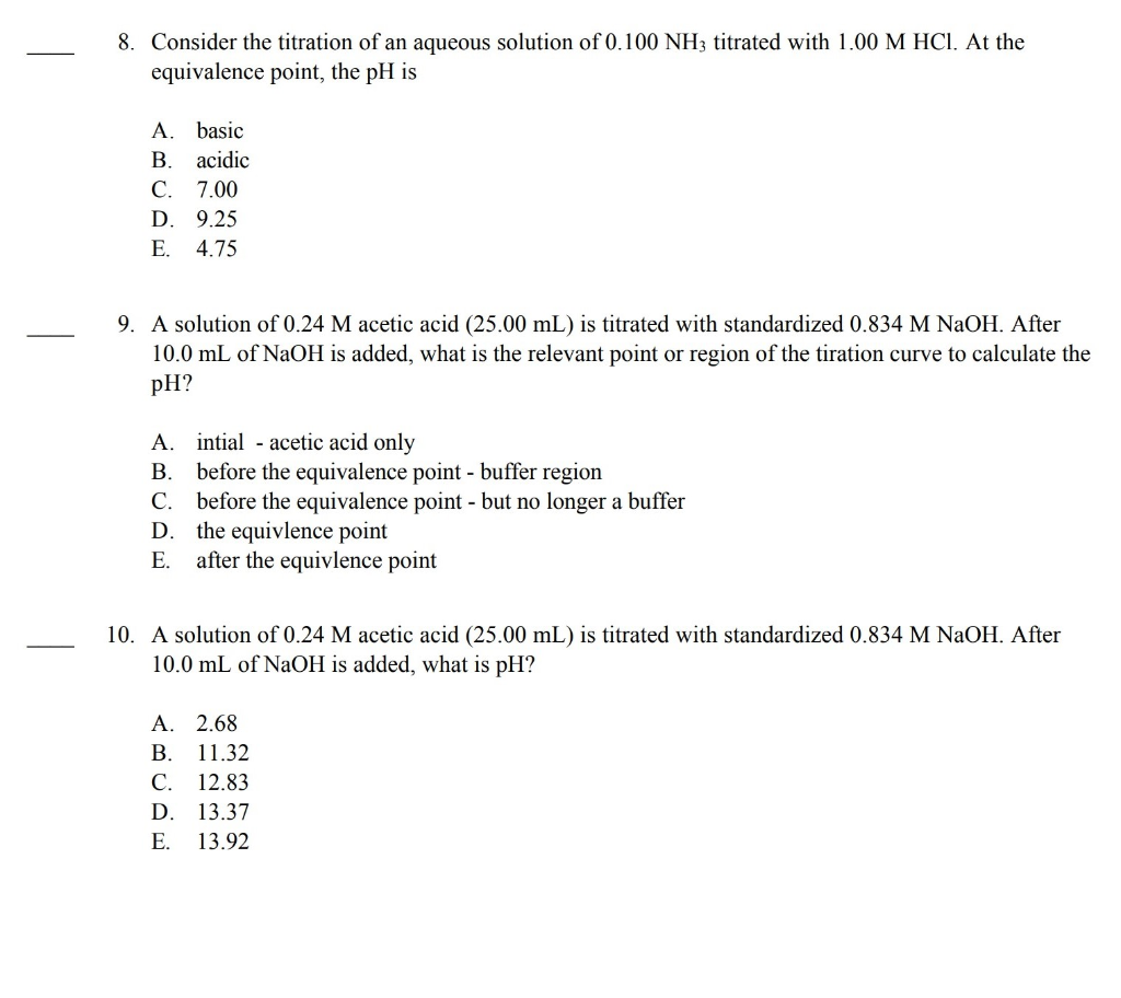 Solved Consider the titration of an aqueous solution of | Chegg.com