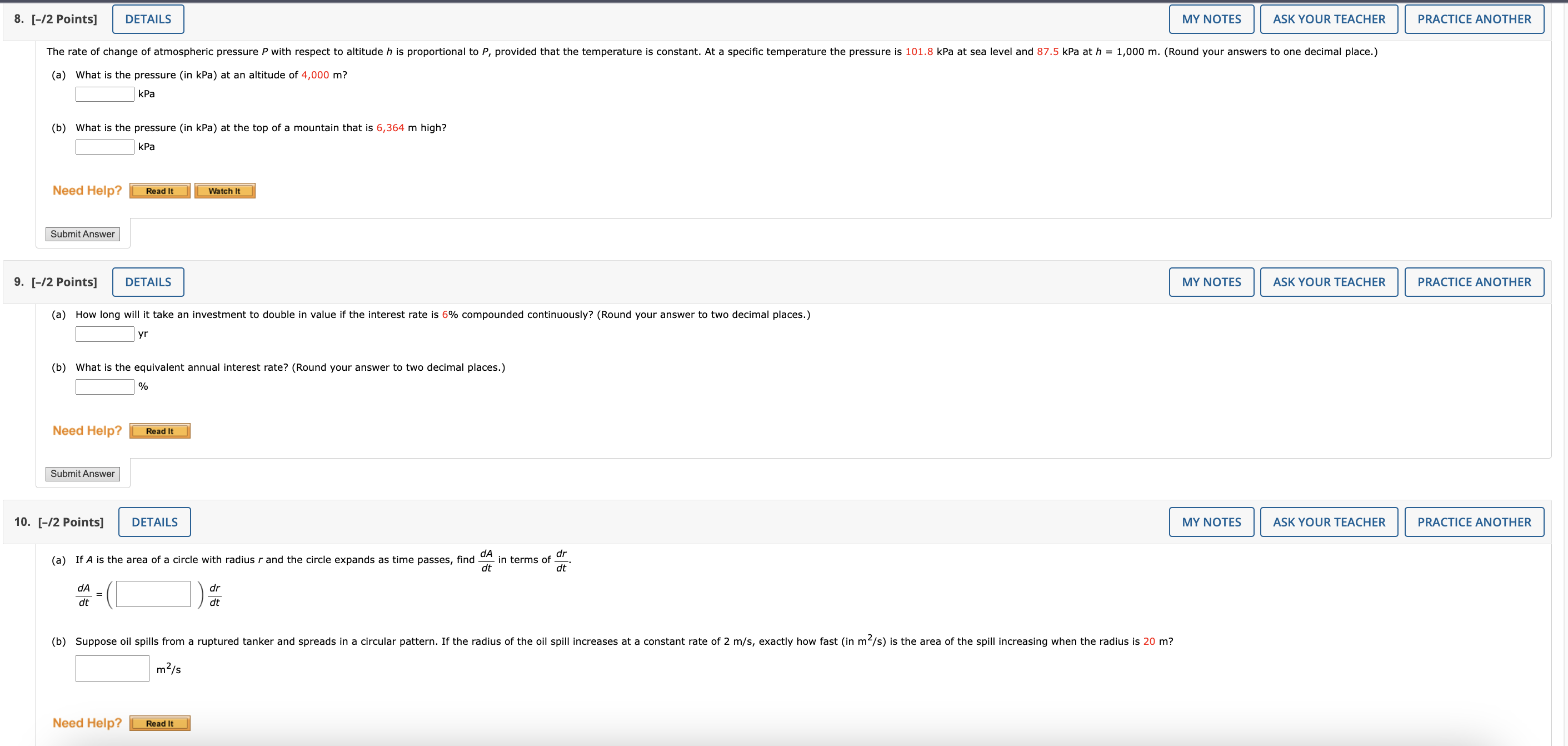 Solved (a) What is the pressure (in kPa ) at an altitude of | Chegg.com