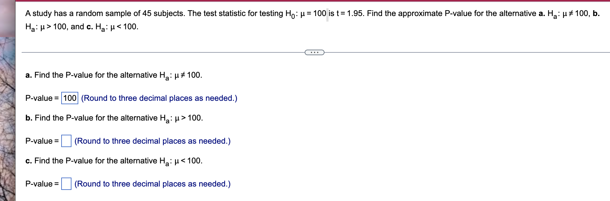 Solved A study has a random sample of 45 subjects. The test | Chegg.com