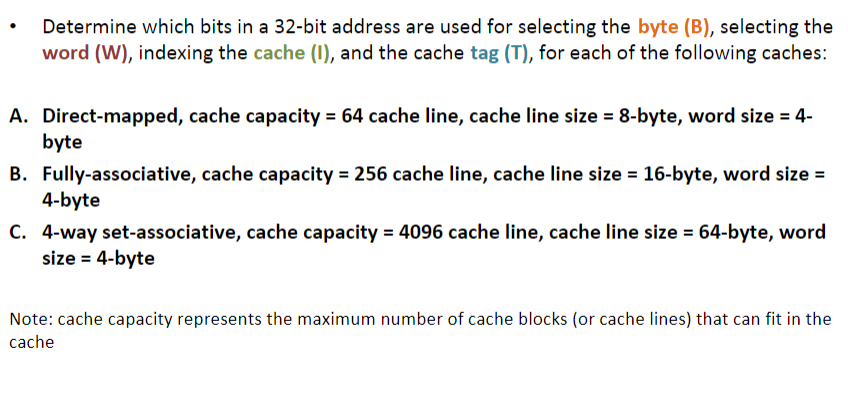 Solved Determine which bits in a 32-bit address are used for | Chegg.com