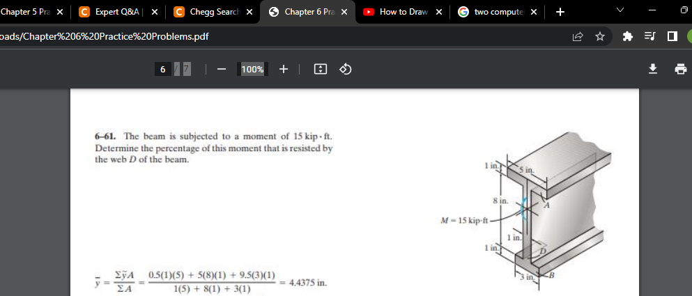 [Solved]: 6-61. The Beam Is Subjected To A Moment Of 15kipf