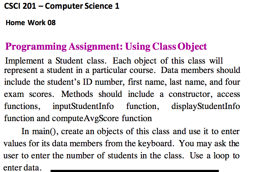 Solved CSCI 201 - Computer Science 1 Home Work 08 | Chegg.com