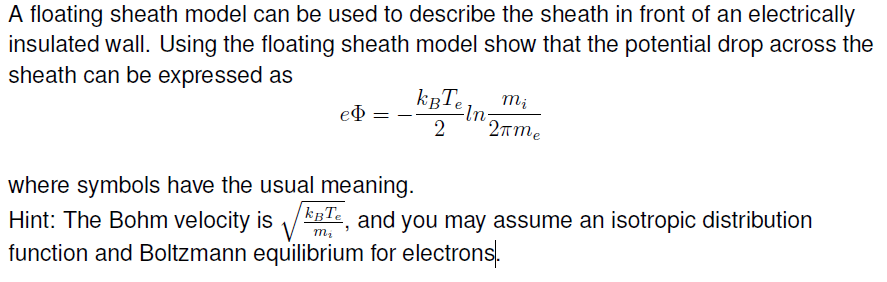 A floating sheath model can be used to describe the | Chegg.com