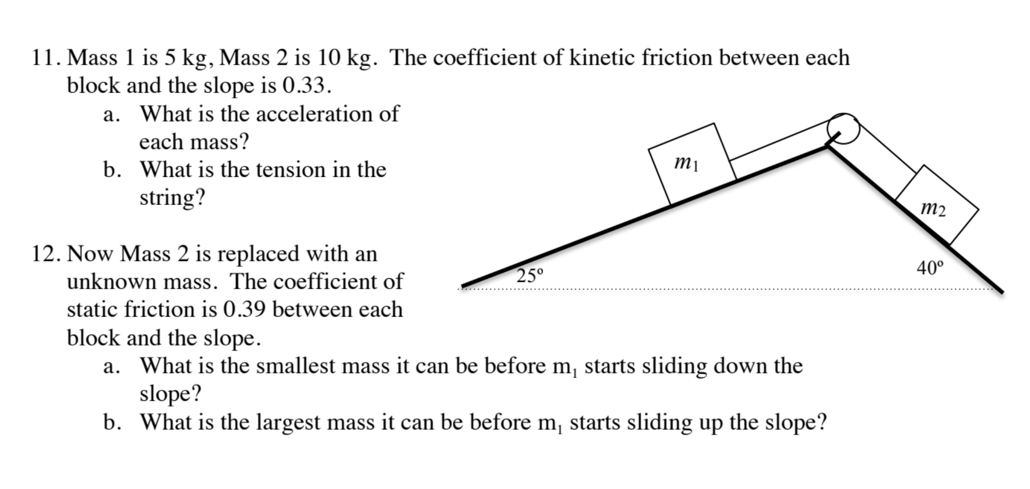 solved-11-mass-1-is-5-kg-mass-2-is-10-kg-the-coefficient-chegg