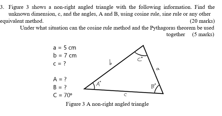 Solved Figure 3 Shows A Non-right Angled Triangle With The | Chegg.com