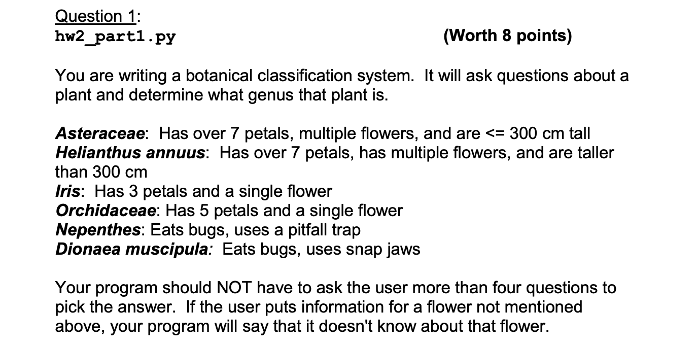 Solved Question 1 hw2_part1.py (Worth 8 points) You are