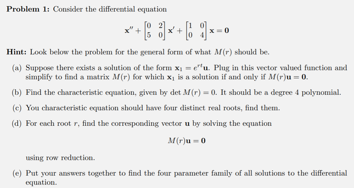 Solved Problem 1: Consider The Differential Equation TO + Ba | Chegg.com